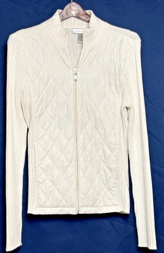 Christopher & Banks Quilted Puffer Jacket Ribbed Sleeve Activewear Size S