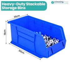 Plastic Parts Storage Bins Heavy Duty Bin Component Storage Blue & Clear Boxes