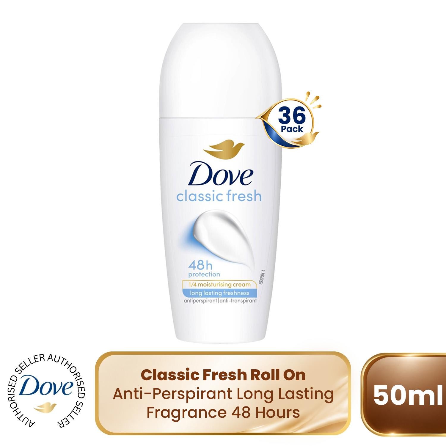 Dove Classic Fresh Roll On Antiperspirant Long Lasting Fragrance, 12x50ml in White - Image 6