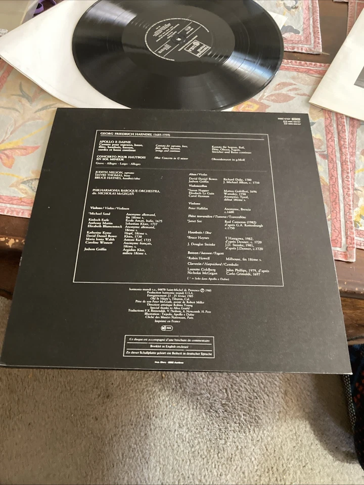 Handel: Apollo e Dafne, McGegan, Harmonia Mundi USA HMC-5157, 1985, Autographed - Image 3 of 4