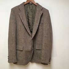 Adams Row Sport Coat Mens 46L Scottish Wool Brown Harris Tweed Blazer Timeless