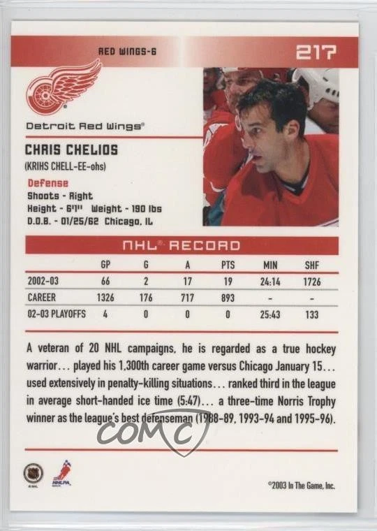 2003-04 ITG Action Chris Chelios #217 HOF - Image 2 of 2