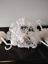 Vintage Miniature Doll Parasol Umbrella 7 In White Lace Crafts Dolls