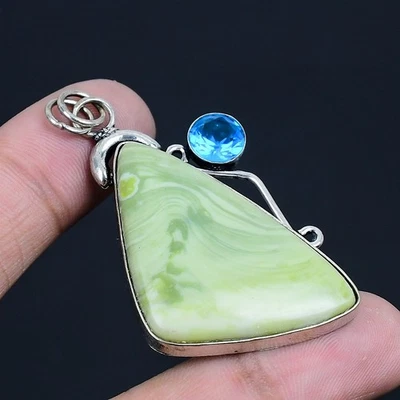 Ópalo verde suizo, topacio azul piedra preciosa 925 colgante de joyería de... - Imagen 1 de 4