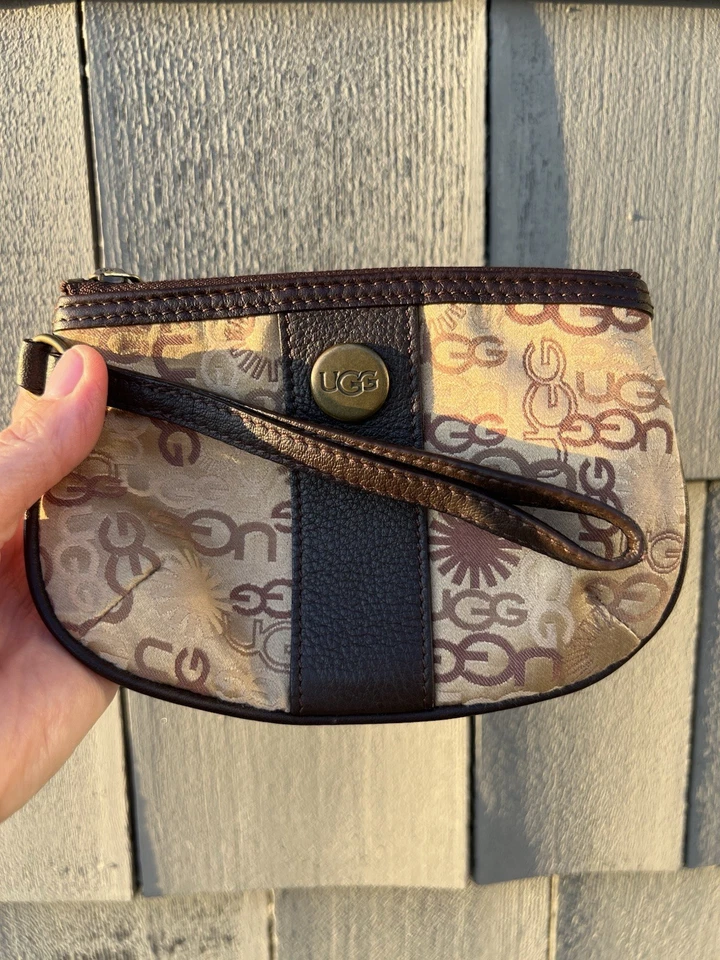 Vintage Y2K UGG Logo Sol Seda Algodón Cuero Pulsera Marrón Tostado Festival Foto 2 de 4