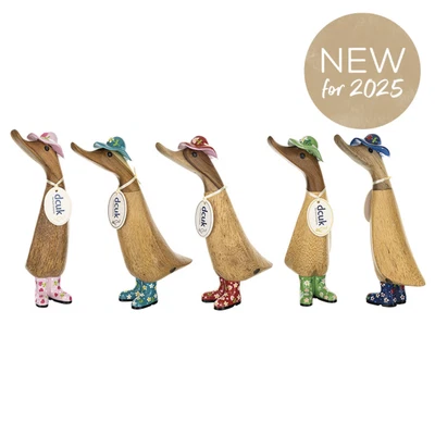 DCUK Blumen Stiefel und Hut Natur Holz Entenküken Farbwahl Muttertag