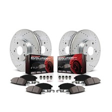 Power Stop K7114 Front And Rear Z23 Carbon Fiber Brake Pads With Drilled & Sl...