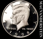 1998-S Silver Kennedy Half Dollar - Choice Gem Proof  Lustrous  #L2788