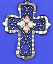 Coleman Co.Sterling Silver and 12k Tri Color Cross Pendant #BP2