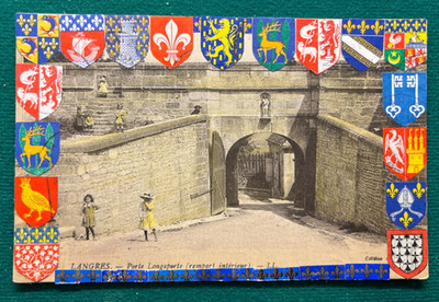 Langres France   Porte Longeporte Rampart Gate   Heraldic Shield Border   L.L.