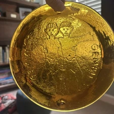 Vintage BLENKO Art Glass 8.5” GEMINI  Zodiac SUNCATCHER Amber