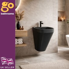 Modern Matte Black Freestanding Bidet Basin Bathroom Sink with Overflow W400mm