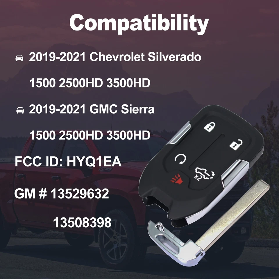 For 2019 2020 2021 GMC Sierra Chevy Silverado 1500 REMOTE START SMART KEY FOB - Image 2 of 4