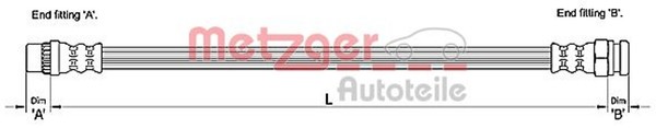 Metzger Autoteile Bremsschlauch 4110228 FüR Berlingo Peugeot 5008 C4 DS5 B9 16V-image