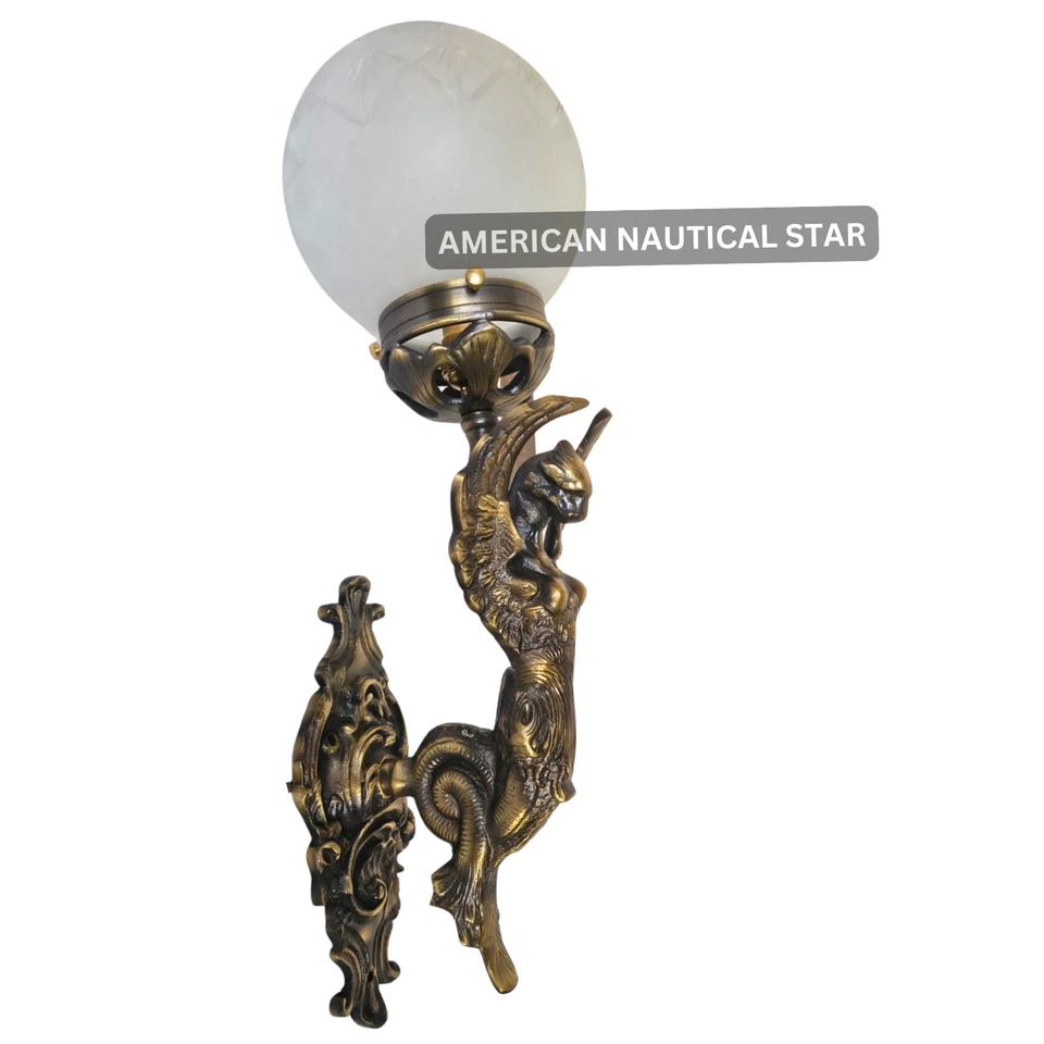 Apliques de pared antiguos vintage Art Deco de latón con cúpula de vidrio - Lámpara nueva lámpara Foto 2 de 4