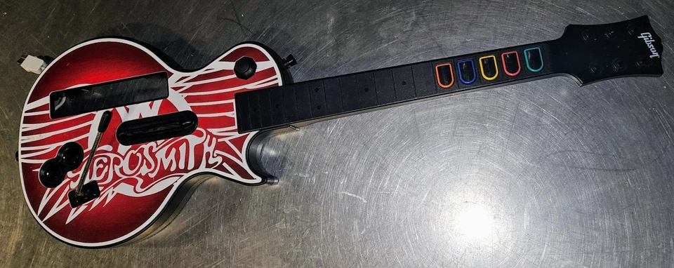 Nintendo Wii Aerosmith Guitar Hero Gibson Les Paul Wireless Red Octane - Used - Image 3 of 4