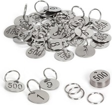 Number Tags with Rings, 25mm 304 Stainless Steel Numbered Key ID Tags, Metal ...