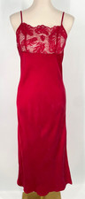 Valerie Steven 100 Pure Silk women size S Slip Chemise nightgown dress Red lace