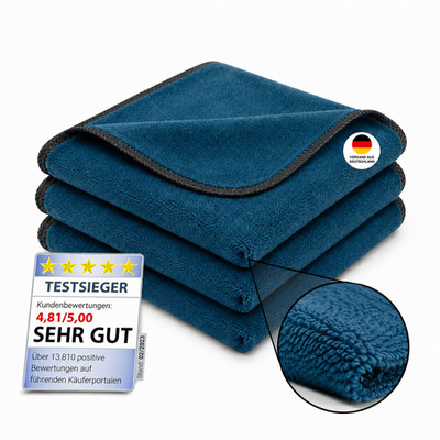 3x Mikrofasertuch Auto Motorrad 43x43cm Poliertuch  div style=''text-aliKratzfrei