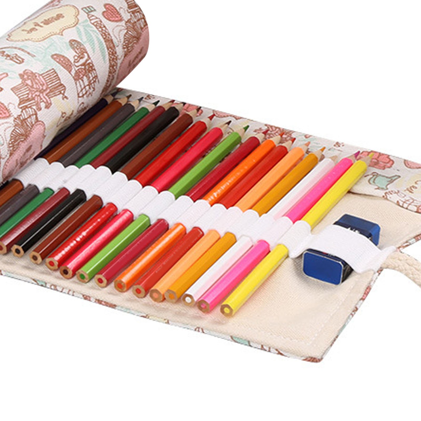 Pencil Roll Holder 36 Slots Canvas Large Capacity Durable Portable Pencil Wrap F
