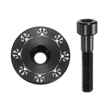 Bicycle Headset Stem Top Cap 1-1/4" OD Snowflake Pattern with M6 Bolt, Black