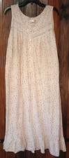 Vintage 90s Floral Lace Trim Sleeveless Nightgown Size Large Cottagecore Button