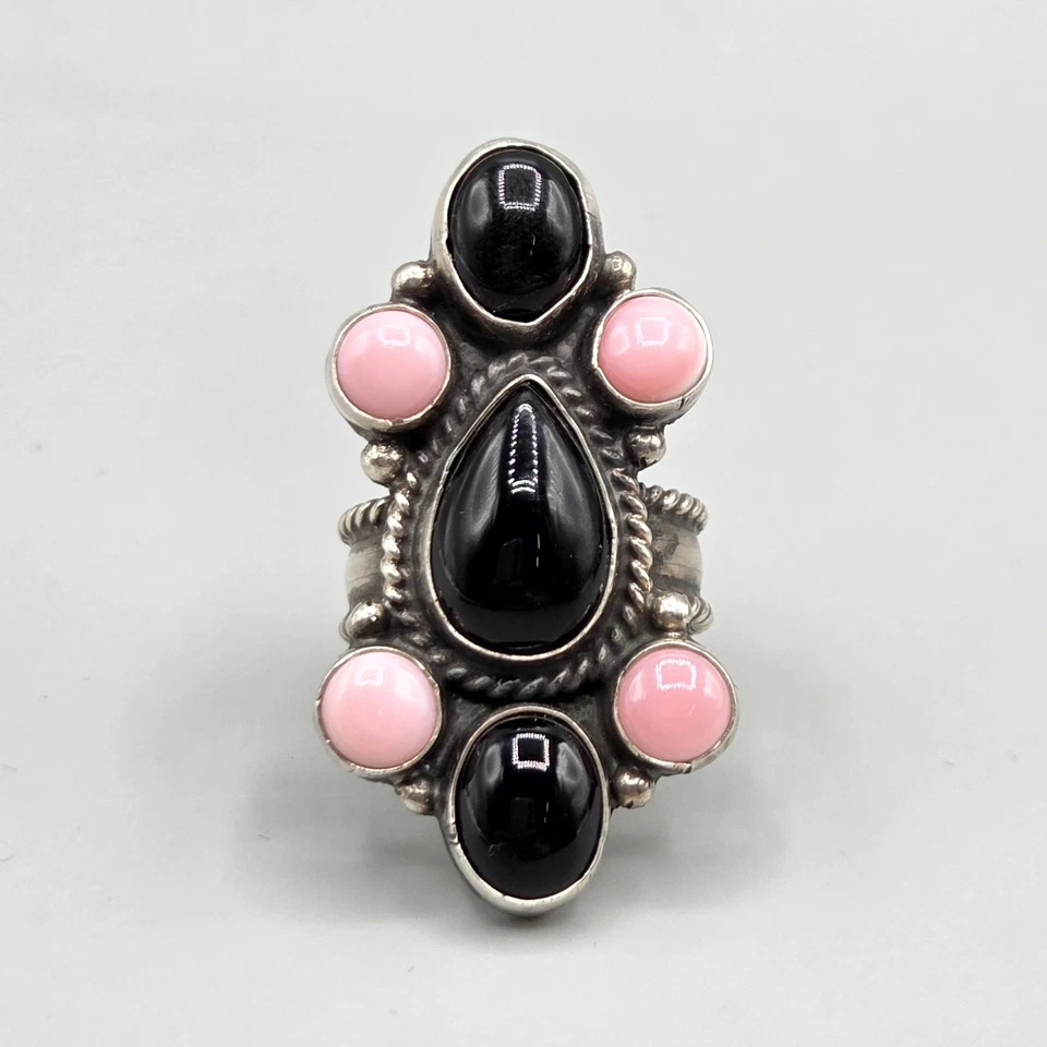 Sterling Onyx Muschel Navajo Ring signiert DEAN BRAUN Gr. 7,75 - Bild 2 von 4
