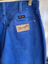 VTG 1970  s High Waisted Bright Blue Wrangler Jeans Womens Size 12 / 28 Waist
