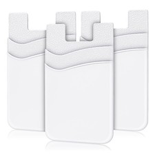 Senose Phone Wallet Stick On, Card Holder, Silicone Credit White 3