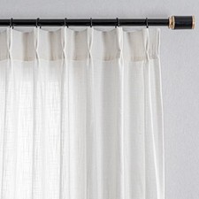 Natural Curtains for Bedroom 63 Inches Long Pinch Pleated Semi Sheer
