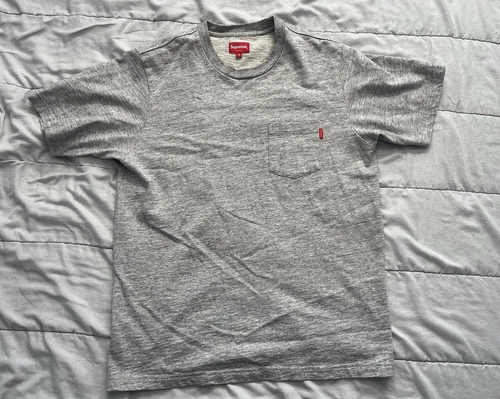 T shirt Supreme Homme Medium Simple Poche Petite Boîte Logo Gris