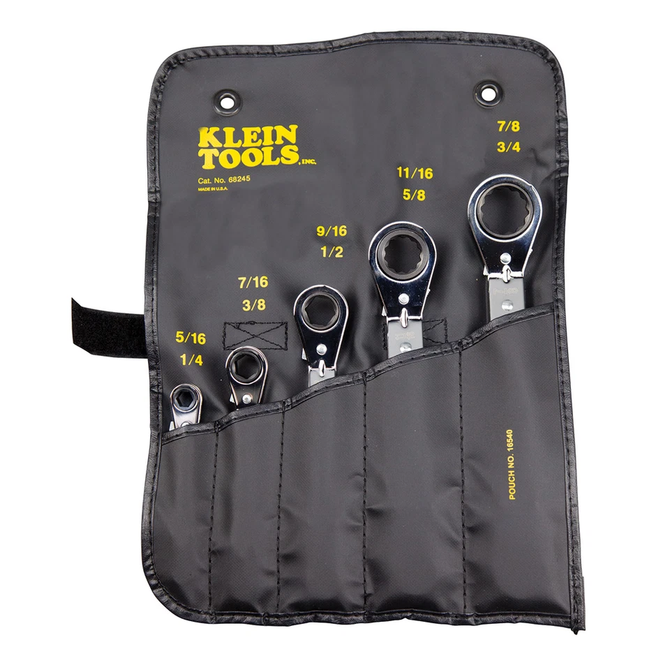 Klein Tools 68245 Fully Reversible Ratcheting Offset Box Wrench Set, 5 Piece - Image 2 of 4