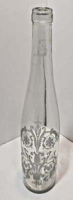 Vintage Clear Glass Etched 13''  Bottle Vase Beautiful Elegant