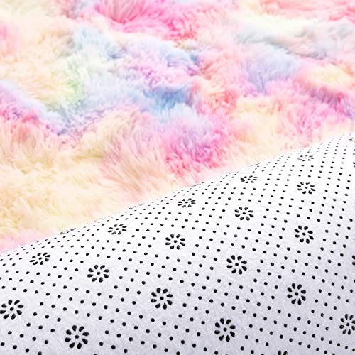 Washable, Non-Slip Area Rug,Oval Fluffy Rug for Bedroom, Soft, tie-dye Area - Bild 5 von 8