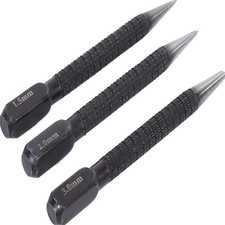 3 pc STEEL CENTRE PUNCH SET POINT MARKING METAL WOOD 1/16" 3/32" 1/8" DIY TOOLS