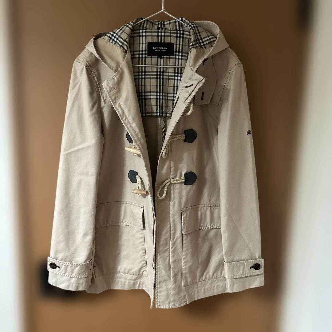 BURBERRY BLACK LABEL Duffle Coat Men L Beige Check Li… - Gem