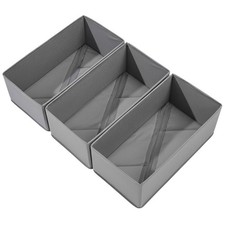 3 Pack Sock Drawer Organizer Collapsible Fabric Underwear Divider Gray