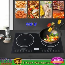 2 Burners Induction Cooktop Electric Hob Cook Top Stove Ceramic Cooktop 110V