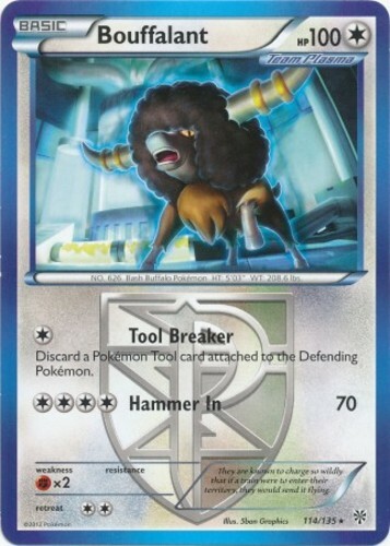 Bouffalant - 114/135 - Rare - Reverse Holo x1 - Lightly Played - BW Plasma Storm