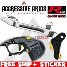 AGGRESSIVE ARMS BLACK GOLD BILLET ALUMINUM TRIGGER & BAR Gen 5 GL0CK 17 19 26 45