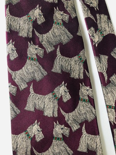 POLO Ralph Lauren Burgundy Scottie Dog 100% Silk Men's Tie Hand Made U.S.A. - Picture 2 of 4