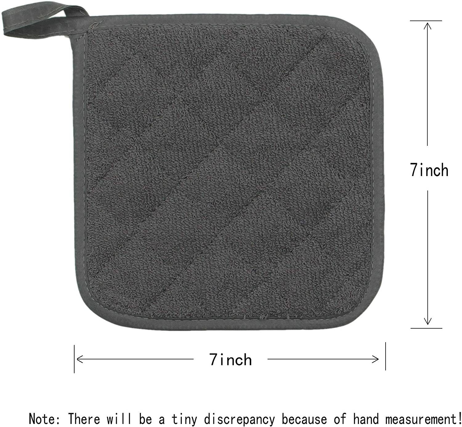 6-Pack Potholders Cotton Kitchen Everyday Basic Terry Heat Resistant Pot Holder