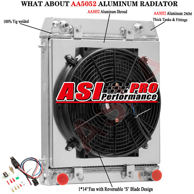 4-Row Radiator Shroud+Fan For 1994-1998 Land Rover Defender Discovery 300 TDI AT