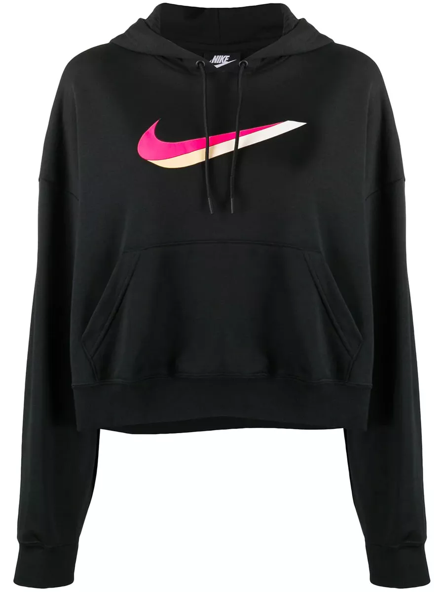 Women's Nike Sportswear Club Fleece Oversized Crop Graphic Hoodie in Grey, Size: Small | DQ5850-063