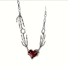 Heart Claw Jewelry Vintage Silver Gothic Love Pendant Necklace