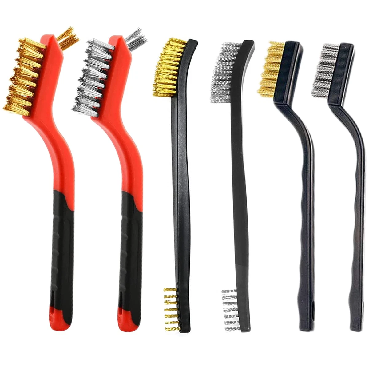 6PCS Small Wire Brushes for Cleaning Metal Brushes Brass Wire Brush with Curved