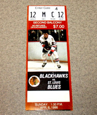 Chicago Blackhawks 4/6/1986 Ticket Stub vs St Louis Tom Lysiak Final Reg Seas Gm