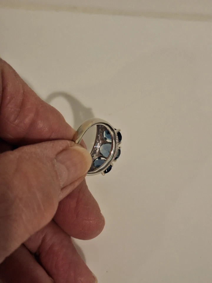 MAGNÍFICO TOPACIO AZUL LONDRES ORO 14K 5.500 QUILATES CON DIAMANTES GENUINOS Foto 4 de 4