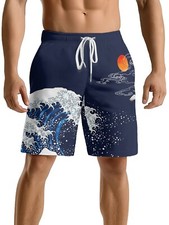 Niepce Print Graphic Japanese Streetwear Shorts for Men
