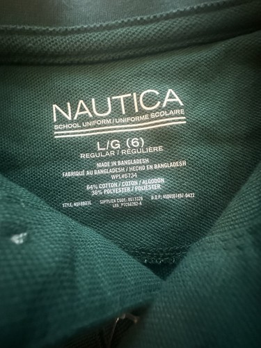 NAUTICA BOYS' PIQUE POLO Cotton-Polyester Green size L (6) New Tags Short Sleeve - Picture 4 of 6
